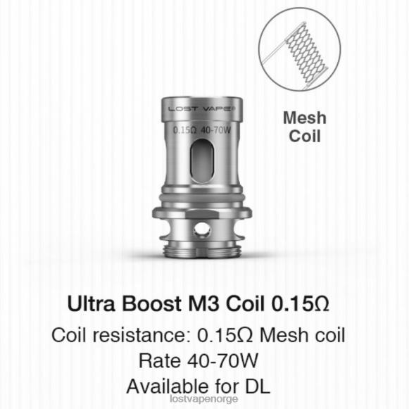 Lost Vape Ultra boost coils (5-pakning) m3 v2 0,15 ohm | Lost Vape Disposable NHN0H348
