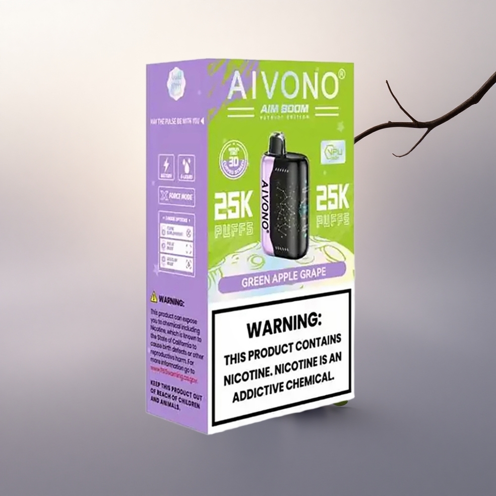 Aivono Aim Boom 25000 Puffs Grønt Eple Druer 0% Nikotin 650mAh