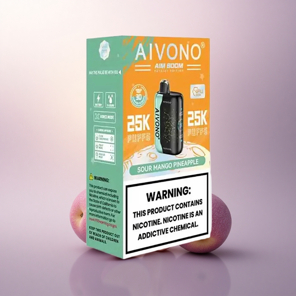 Aivono Aim Boom 25000 Puffs Sur Sitronsmango Ananas 650mAh 0% nikotin