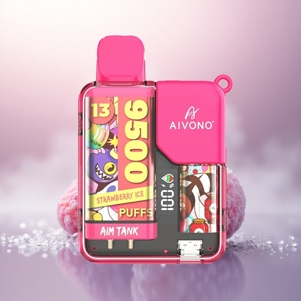 Aivono Aim Tank 9500 Puffs Jordbær Is med 650mAh og 18ml