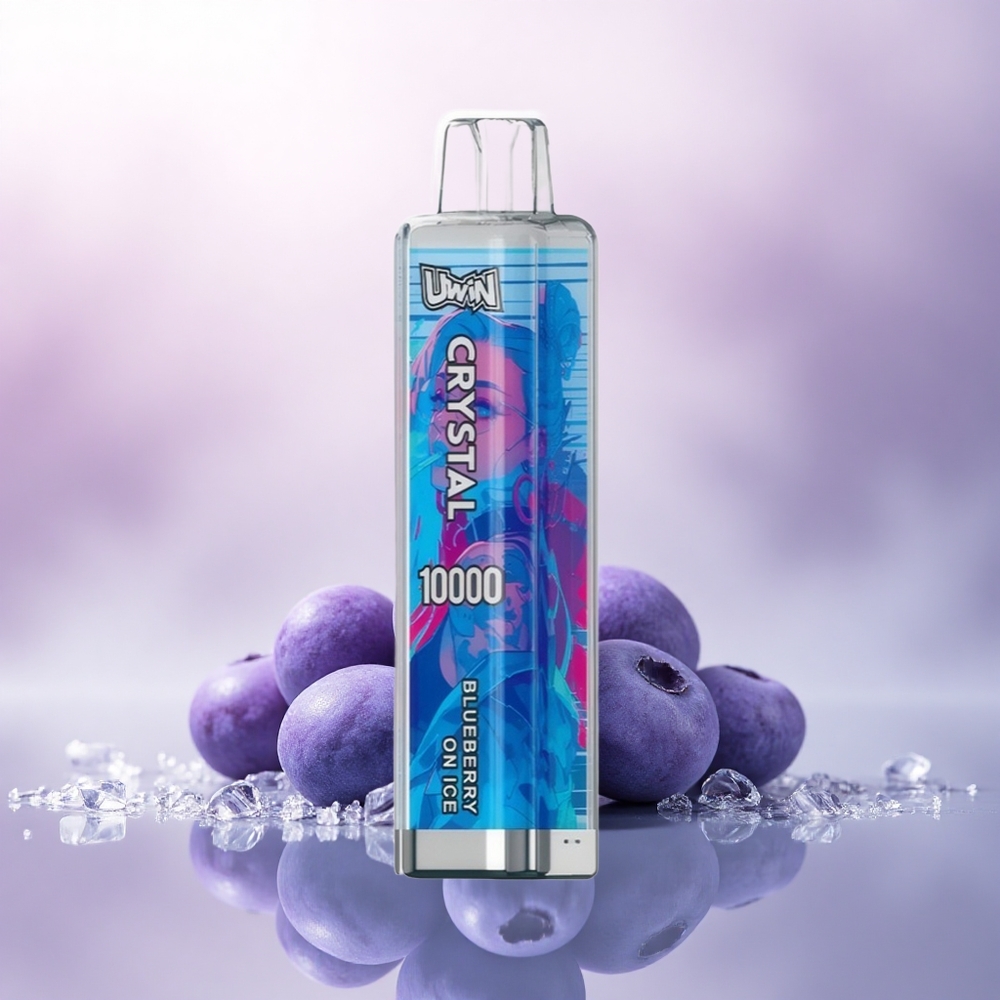 Uwin Crystal 10000 Puffs Blåbær På Is med RGB-lys, 18ml, 650mAh, 0,8 Ohm mesh coil