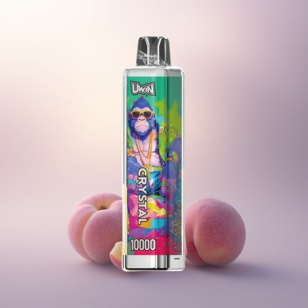 Uwin Crystal 10000 Puffs Fersken Mango Ananas med 5% nikotin og 650mAh RGB-lys
