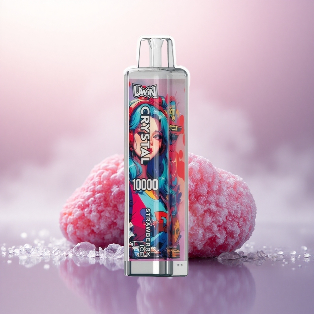 Uwin Crystal 10000 Puffs Jordbæris med 5% nikotin og 650mAh RGB-lys