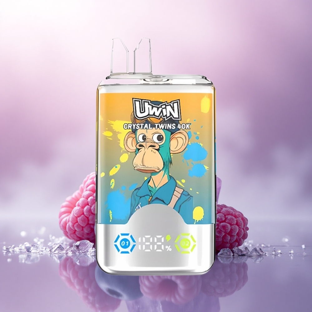 Uwin Crystal Twins 40000 Puffs Blåbringebær Bringebær Kirsebær Is med 850mAh og 0.6 Ohm Mesh