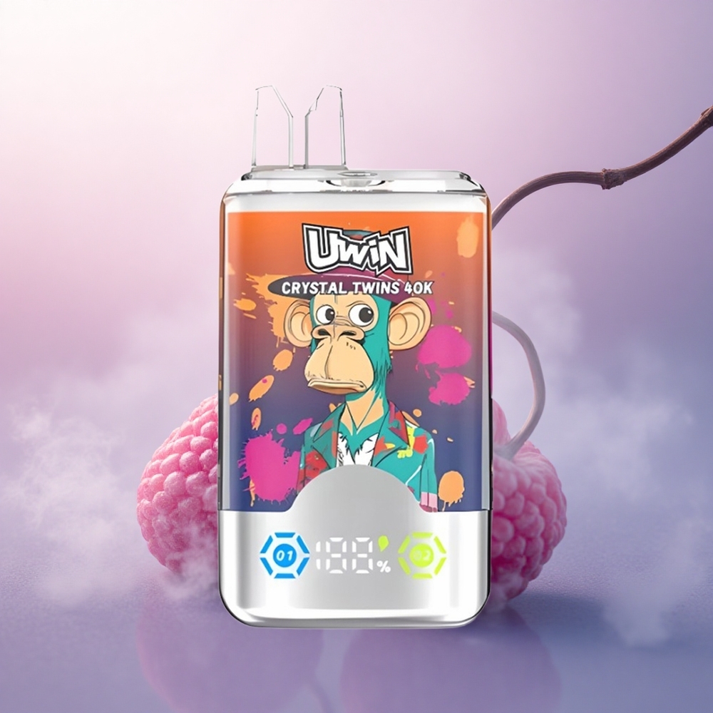 Uwin Crystal Twins 40000 Puffs Jordbær Bringebær Kirsebær Mr Blå 850mAh 32ml