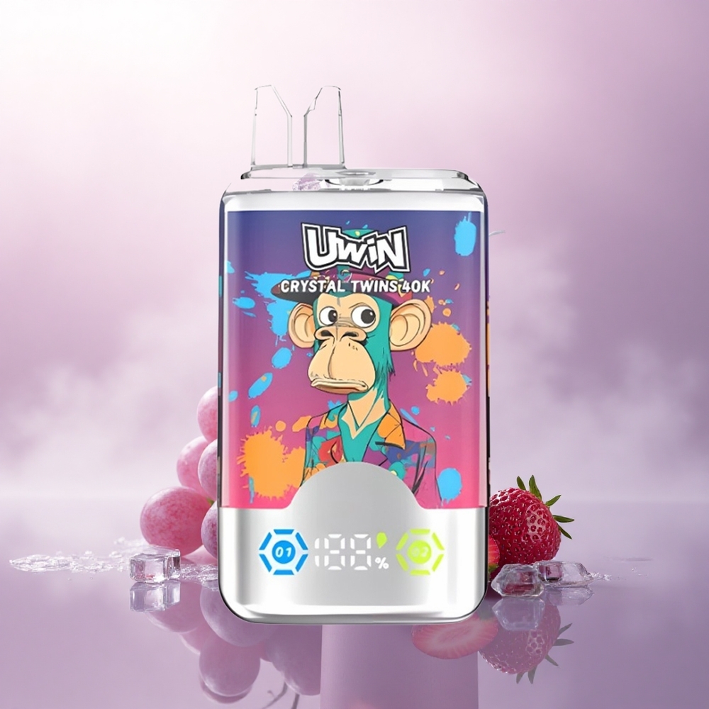 Uwin Crystal Twins 40000 Puffs Jordbær Kiwi Drue Is med 850mAh og 32ml
