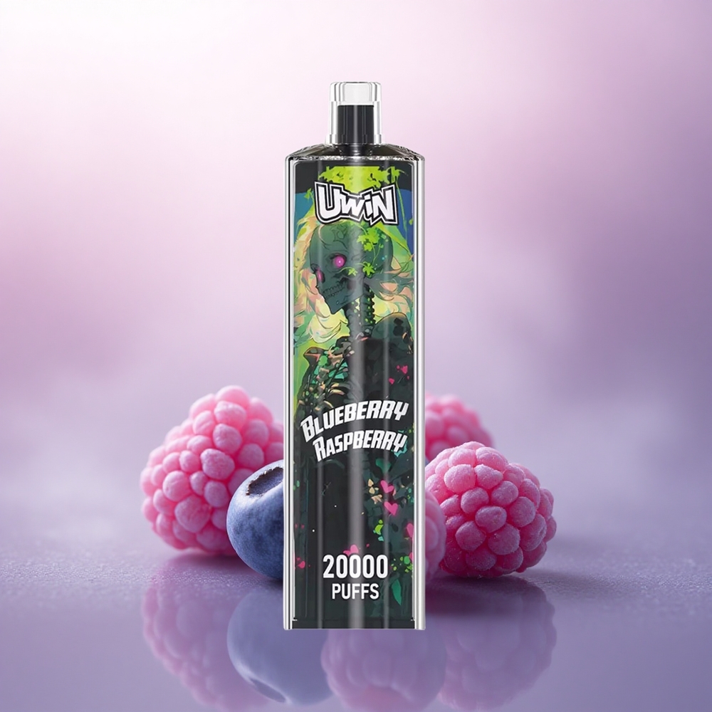 Uwin Shisha Hookah Crystal 20000 Puffs Blåbær Bringebær 0% Nikotin Type-C Ladbar