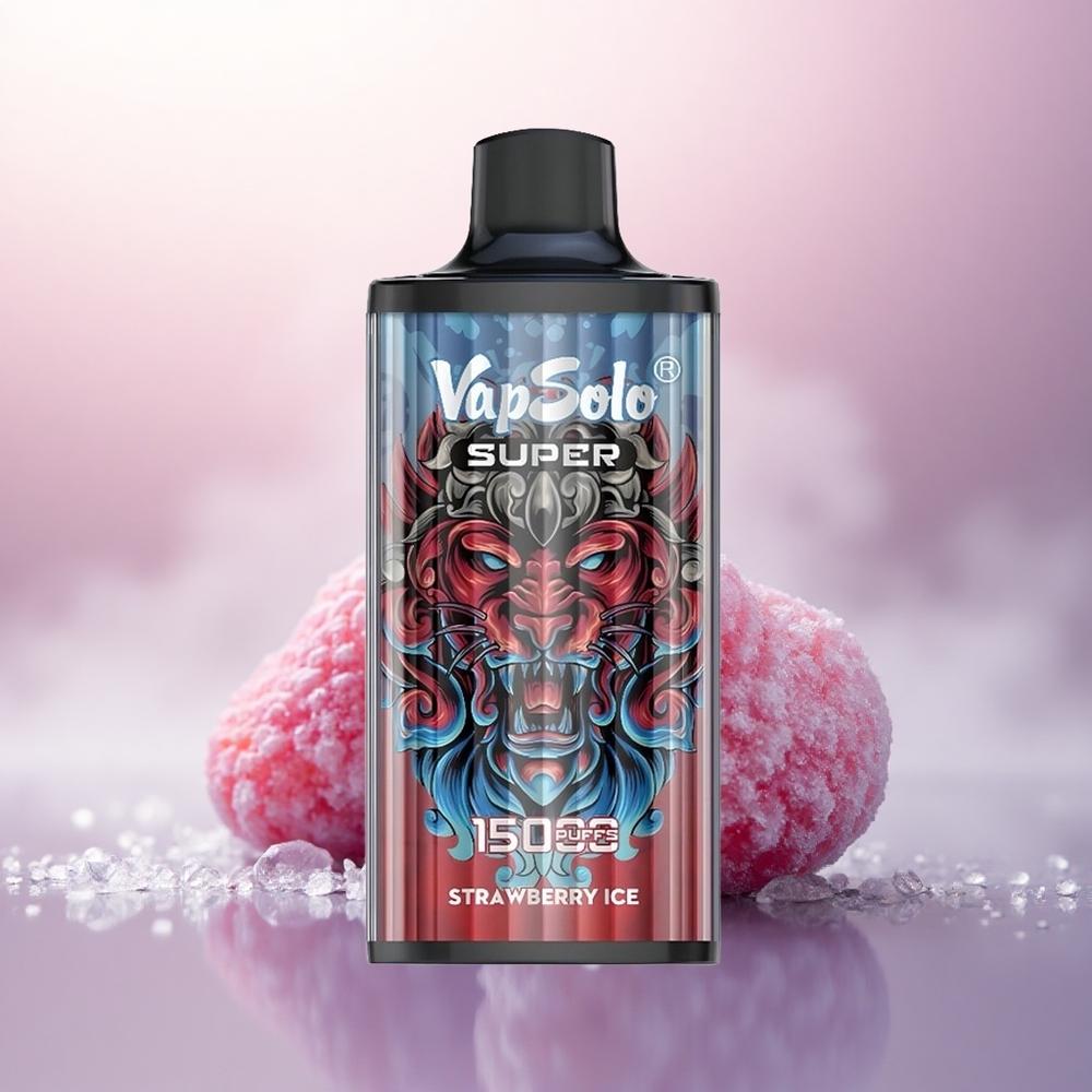 Vapsolo Super 15000 Puffs Jordbæris med 40ml e-væske og 850mAh