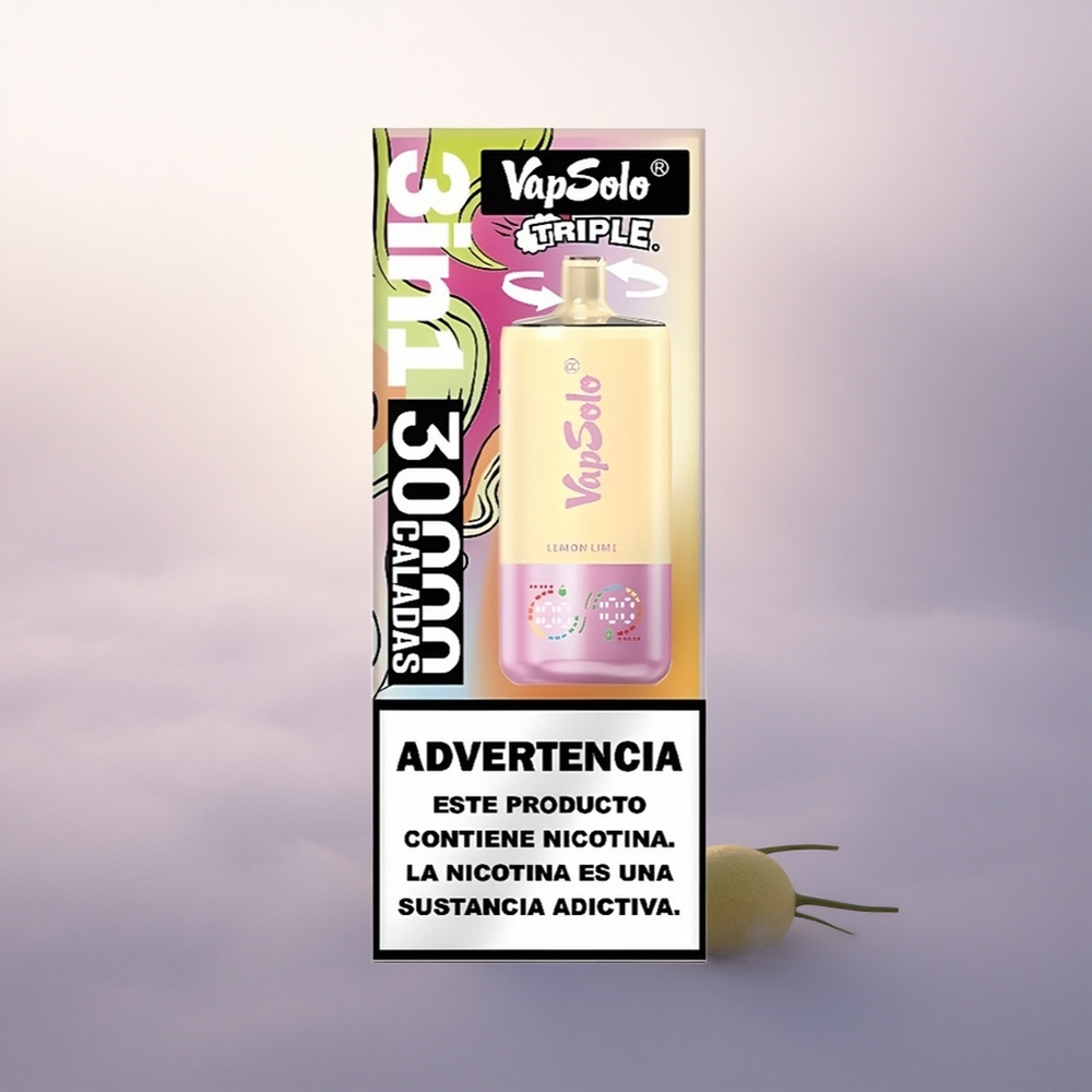 Vapsolo Triple 30000 Puffs Lime og Sitron 40ml Type-C 20mg nikotin