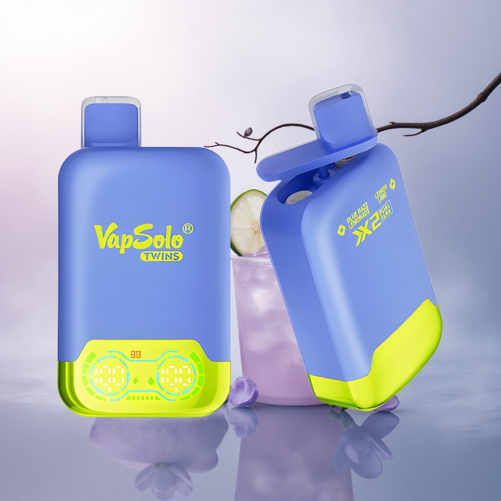 Vapsolo Twins 20000 Puffs Blå Bringebær Sitronade & Sitron Lime Type-C 40ml 20mg Nikotin