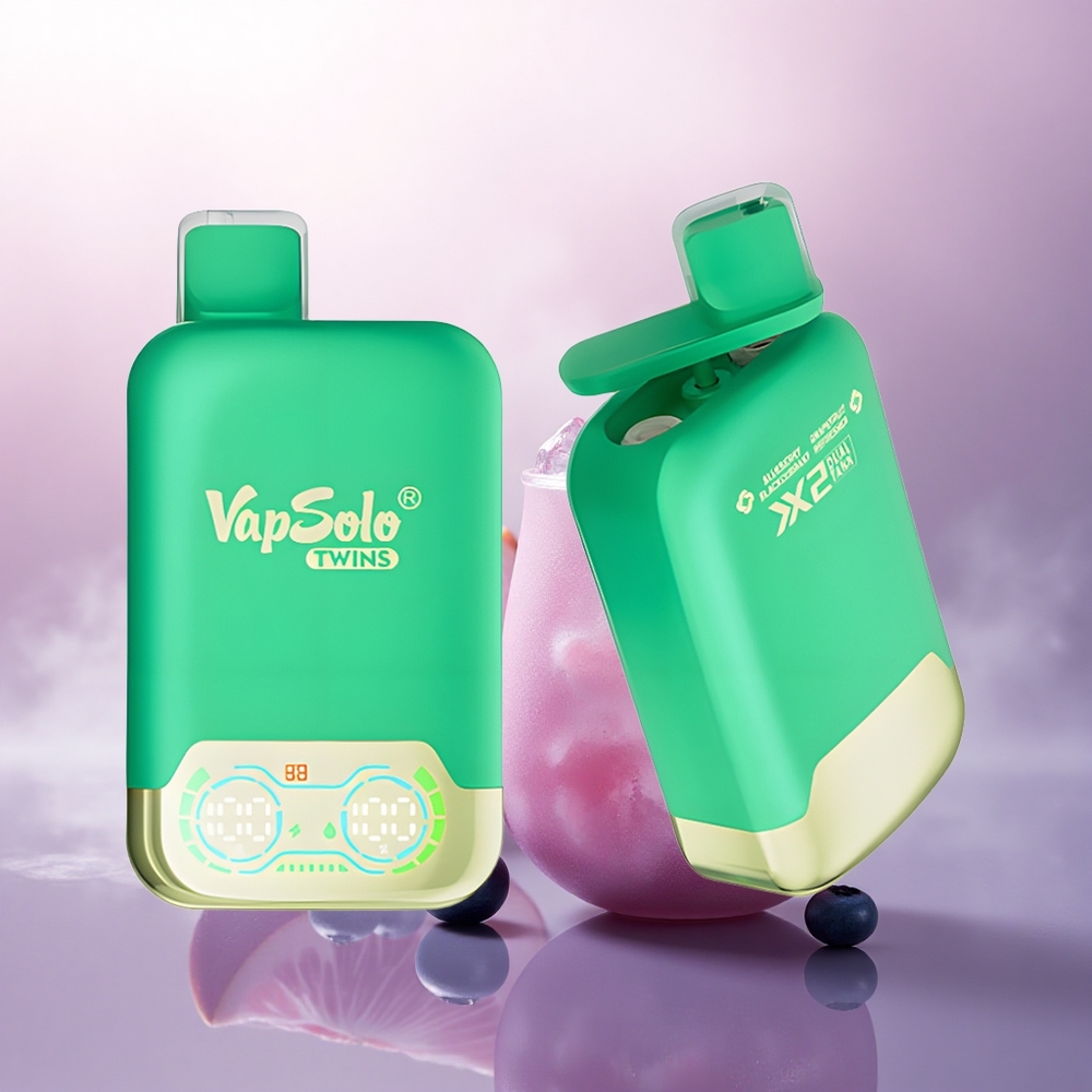 Vapsolo Twins 20000 Puffs Blåbær Solbær & Grapefrukt Forfriskende med 40 ml E-væske og Type-C Lading
