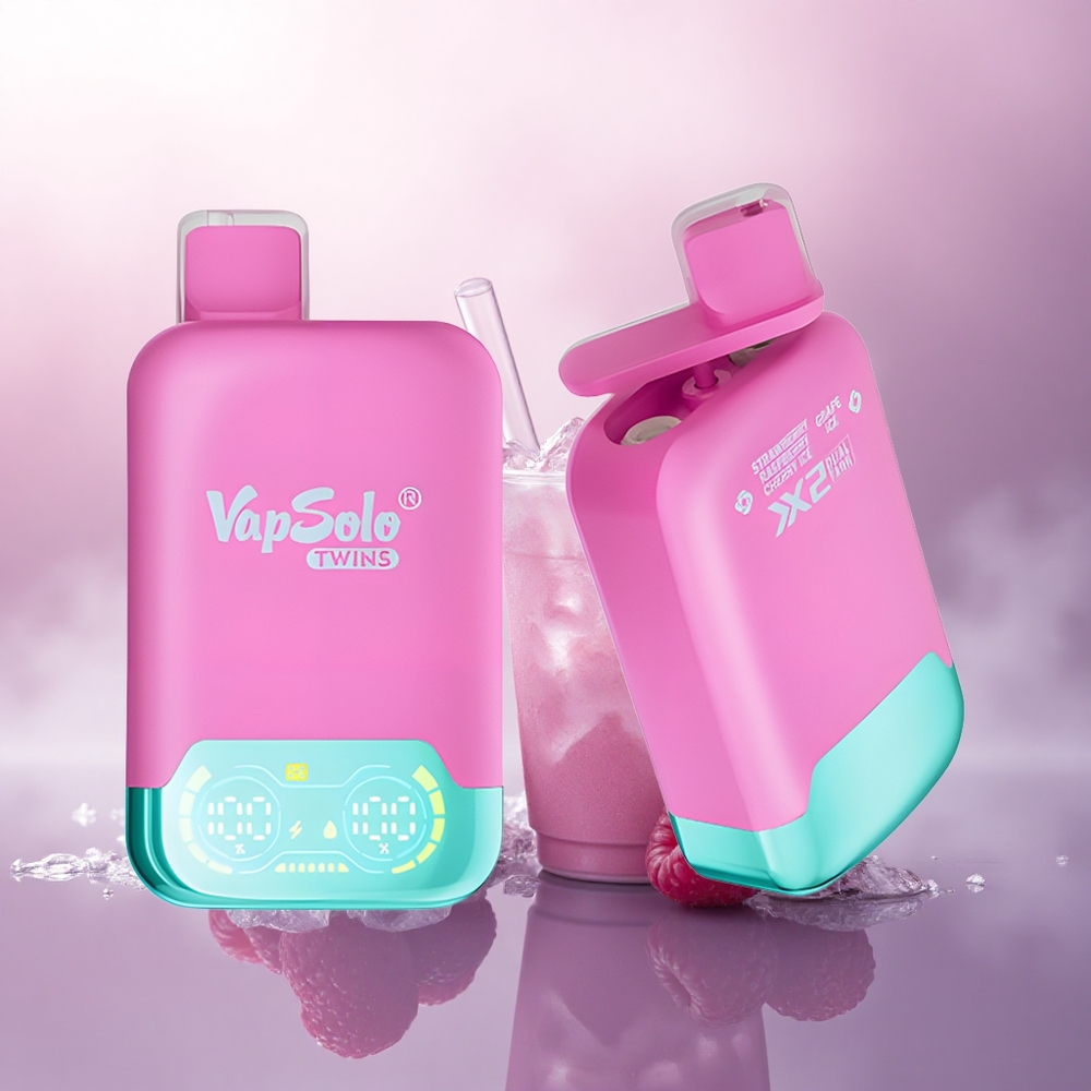 Vapsolo Twins 20000 Puffs Jordbær Bringebær Kirsebær Is & Drue Is 40ml 20mg Nikotin Type-C