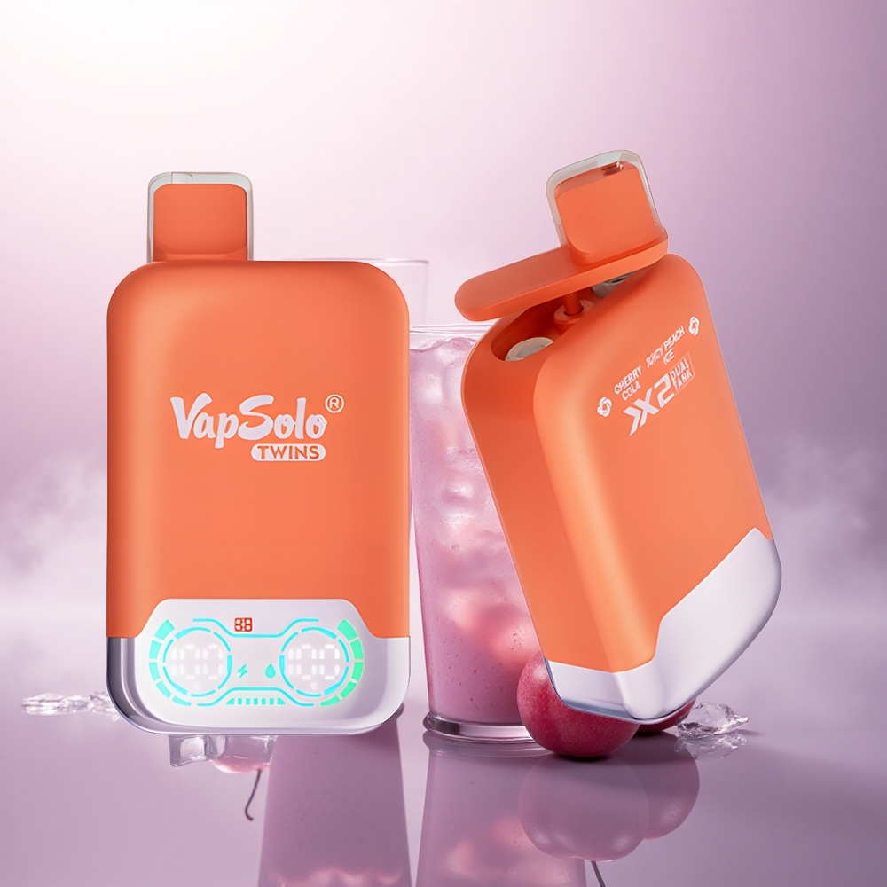 Vapsolo Twins 20000 Puffs Kirsebær Cola & Saftig Fersken Is med 40 ml e-væske og 50 mg/ml nikotin