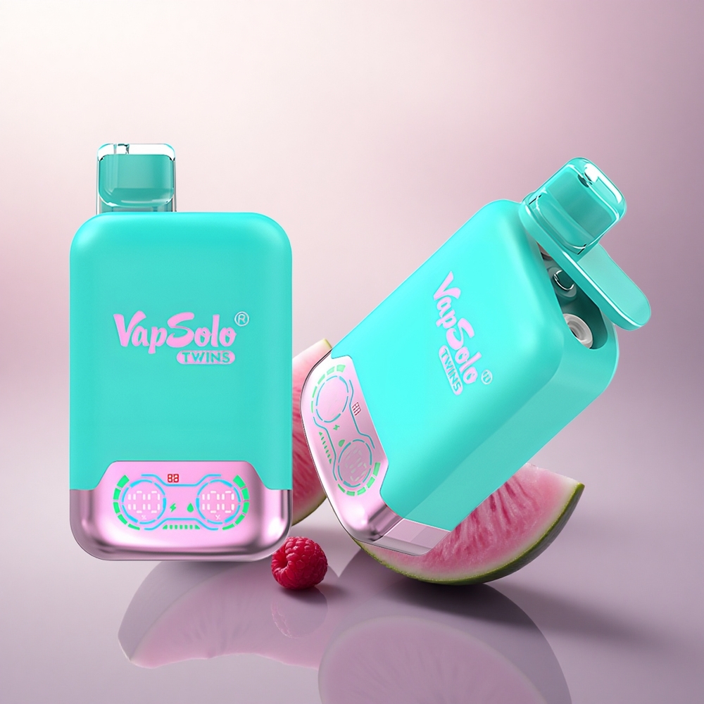 Vapsolo Twins 20000 Puffs Trippelmelon & Bringebær Vannmelon Type-C 40ml Nikotin 20mg/ml