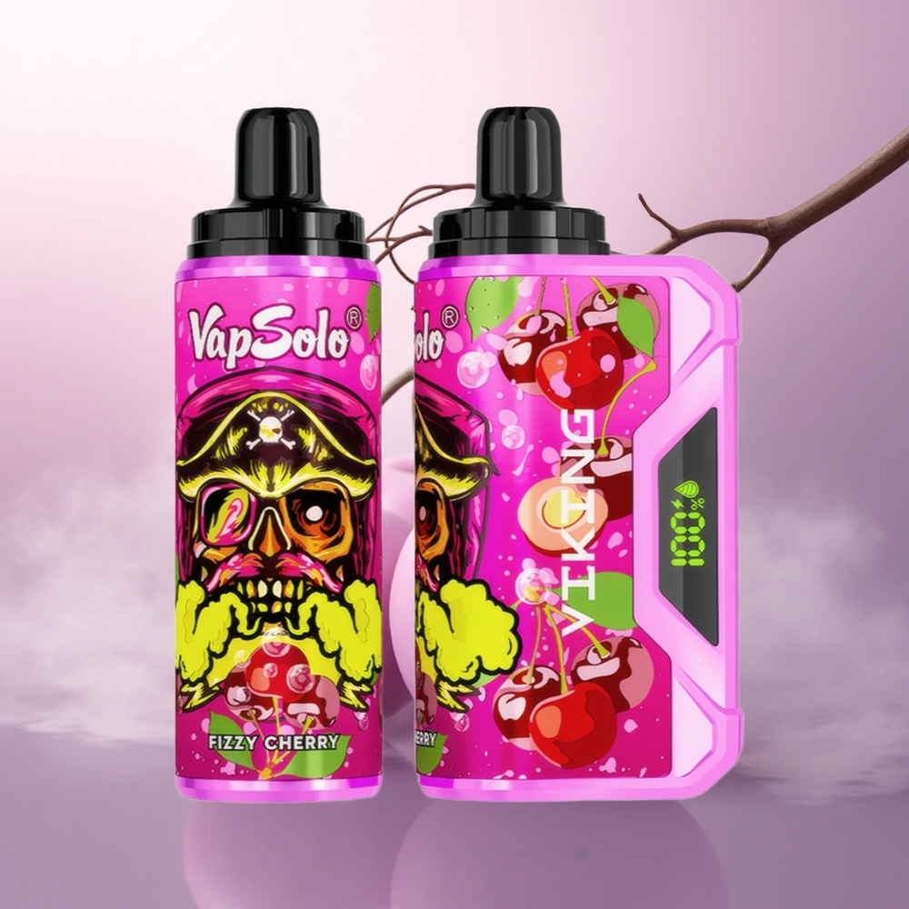 VapSolo VIKING 12000 Puffs Skumrende Kirsebær Type-C 22ml Nikotin 20mg/ml