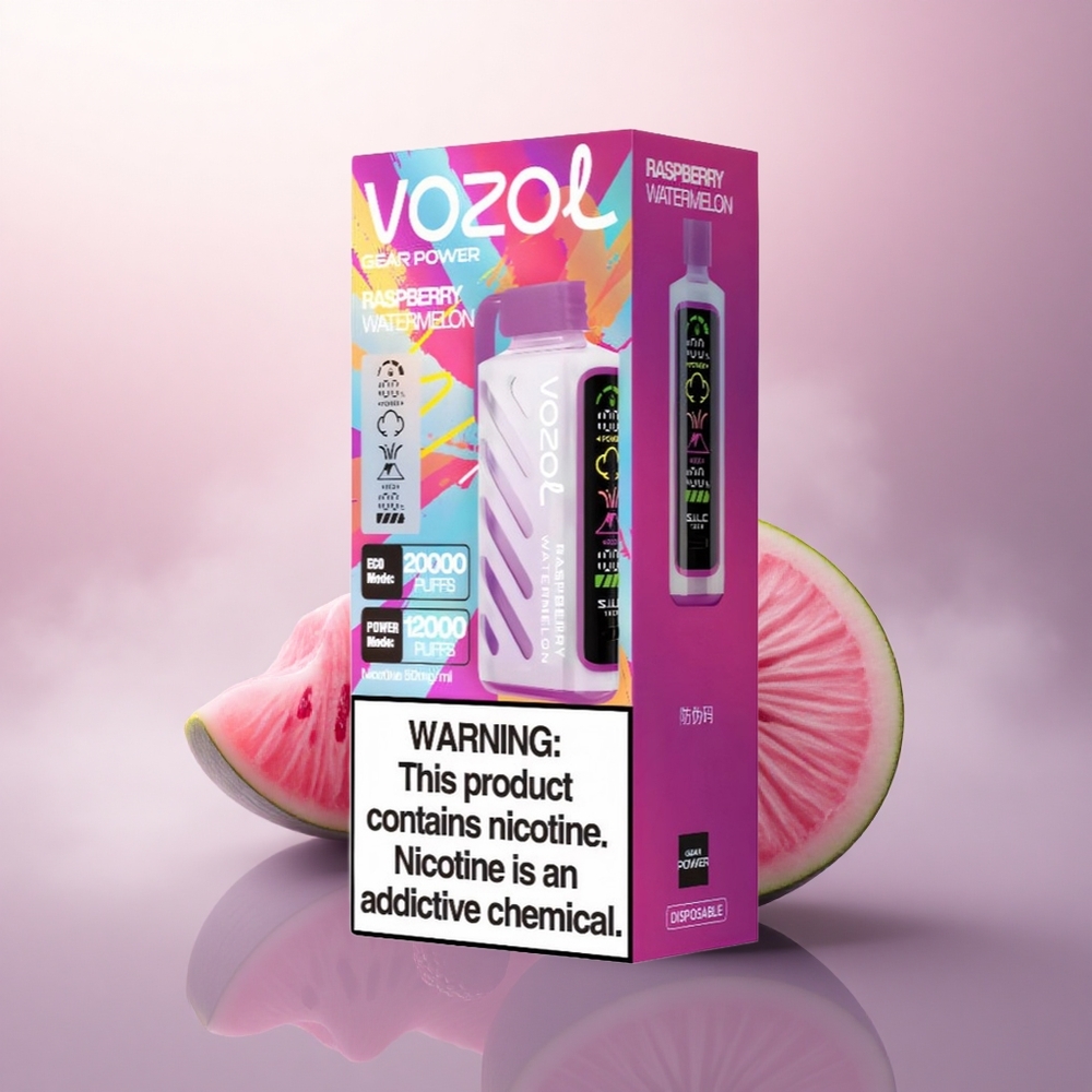 VOZOL Gear Power 20000 Puffs Bringebær Vannmelon Dual Mesh Coil 20mL 5% Nikotin