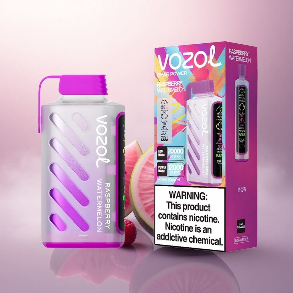 VOZOL Gear Power 20000 Puffs Bringebær Vannmelon Dual Mesh Coil 20mL 5% Nikotin