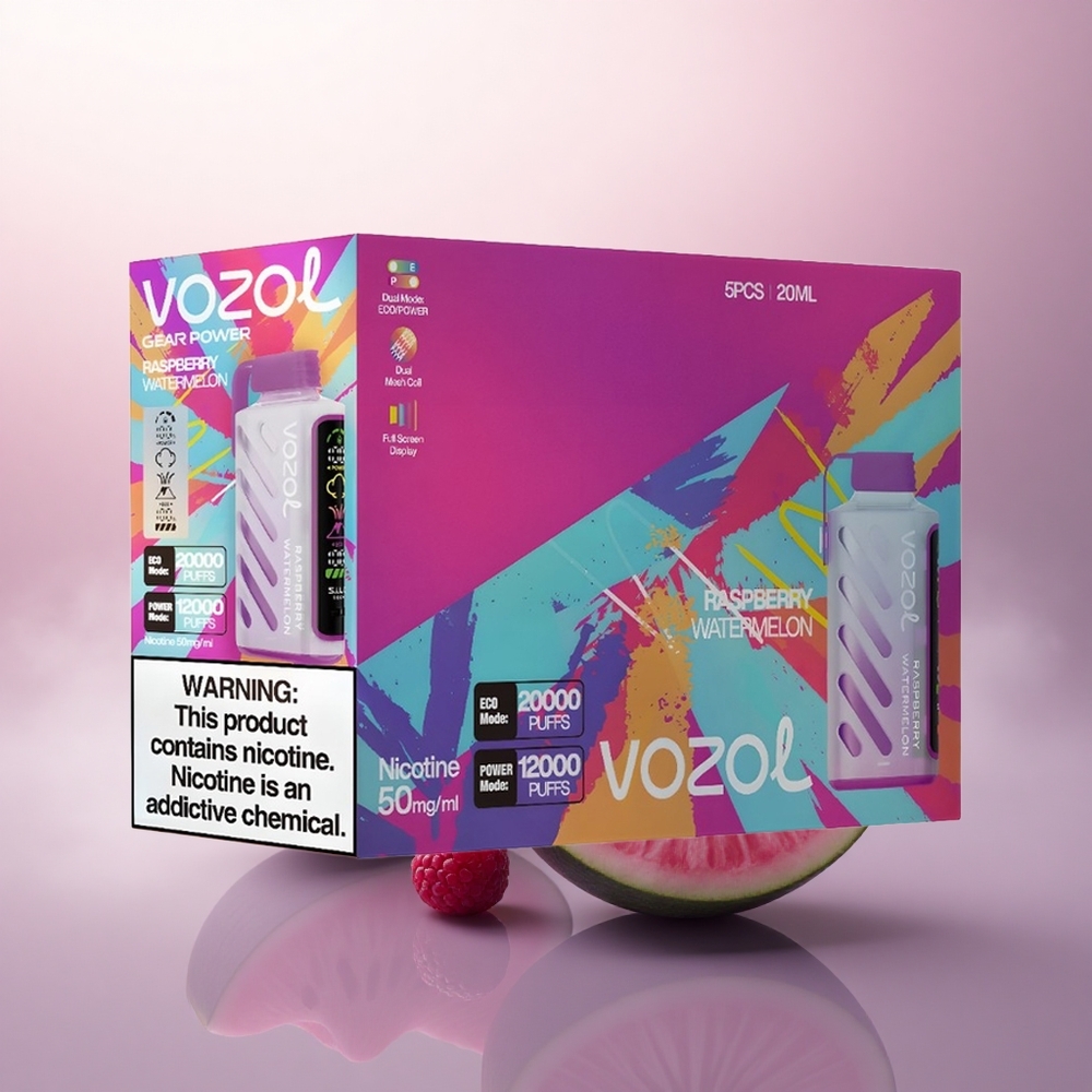 VOZOL Gear Power 20000 Puffs Bringebær Vannmelon Dual Mesh Coil 20mL 5% Nikotin