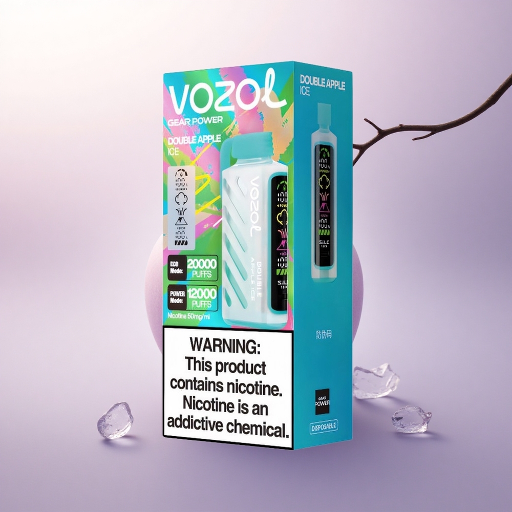 VOZOL Gear Power 20000 Puffs Dobbelt Eple Is med Dual Mesh Coil og 20mL
