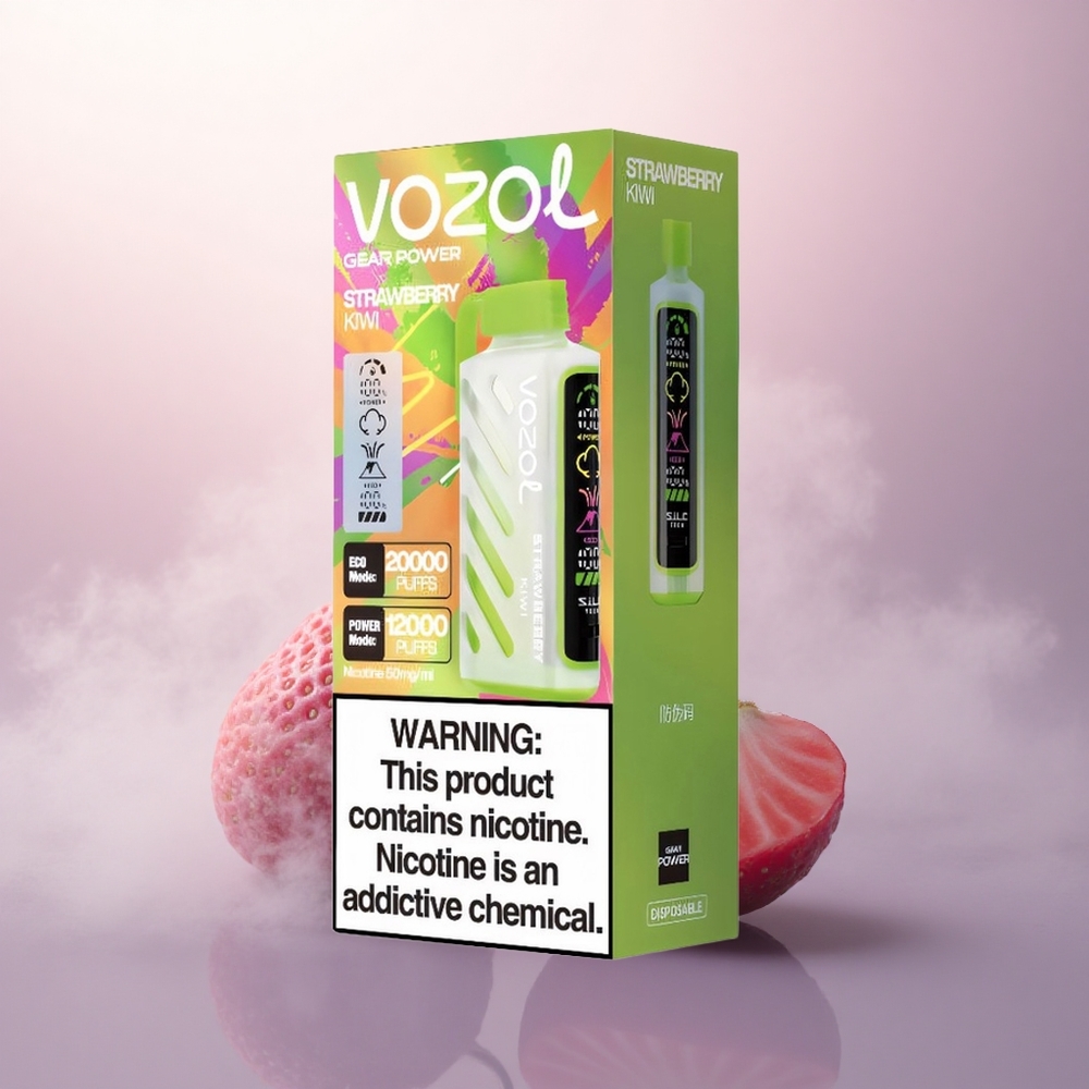 VOZOL Gear Power 20000 Puffs Jordbær Kiwi Full Skjerm 20mL 5% Nikotin Dual Mesh Coil