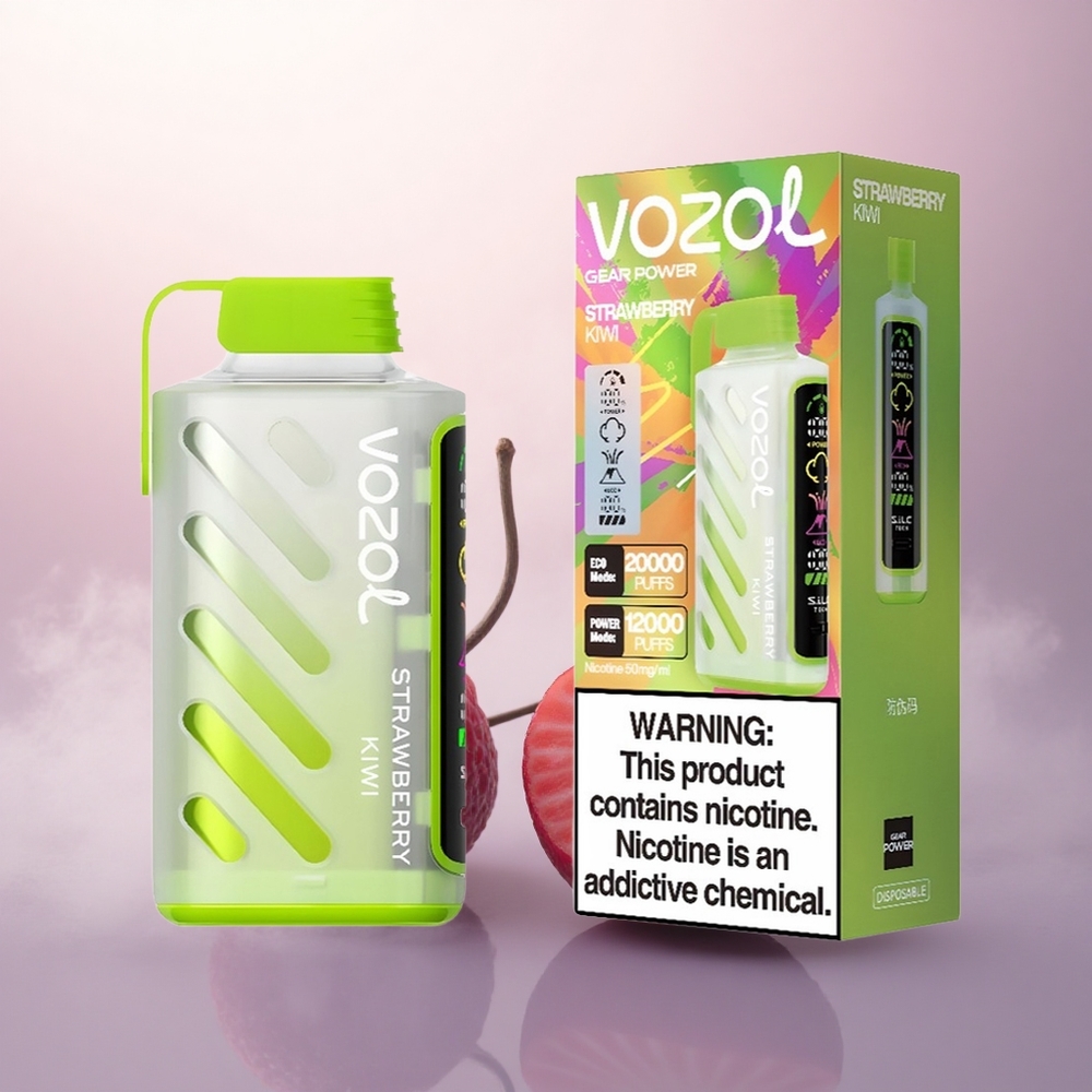 VOZOL Gear Power 20000 Puffs Jordbær Kiwi Full Skjerm 20mL 5% Nikotin Dual Mesh Coil