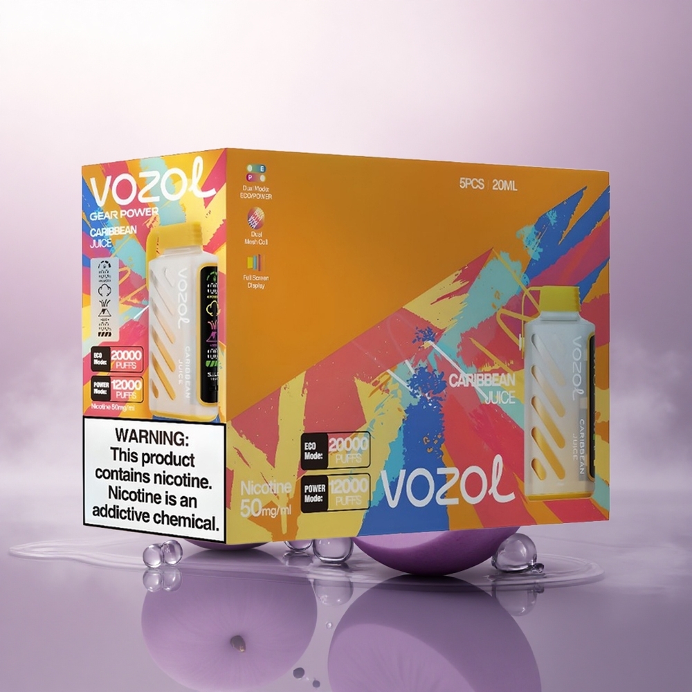 VOZOL Gear Power 20000 Puffs Karibisk Juice Dual Mesh Skjerm 20mL Nikotin 5%