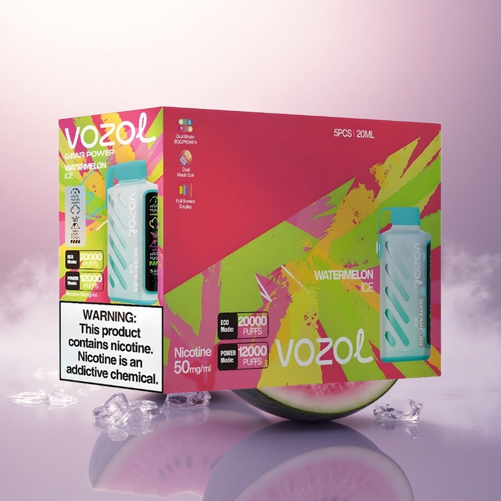 VOZOL Gear Power 20000 Puffs Vannmelonis med Fullskjermvisning og Dual Mesh Coil