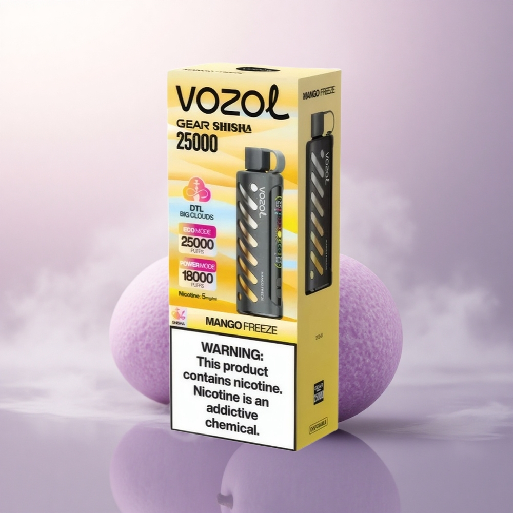 VOZOL Gear Shisha 25000 Puffs Mango Fryse med Dual Mesh og 5mg/ml nikotin
