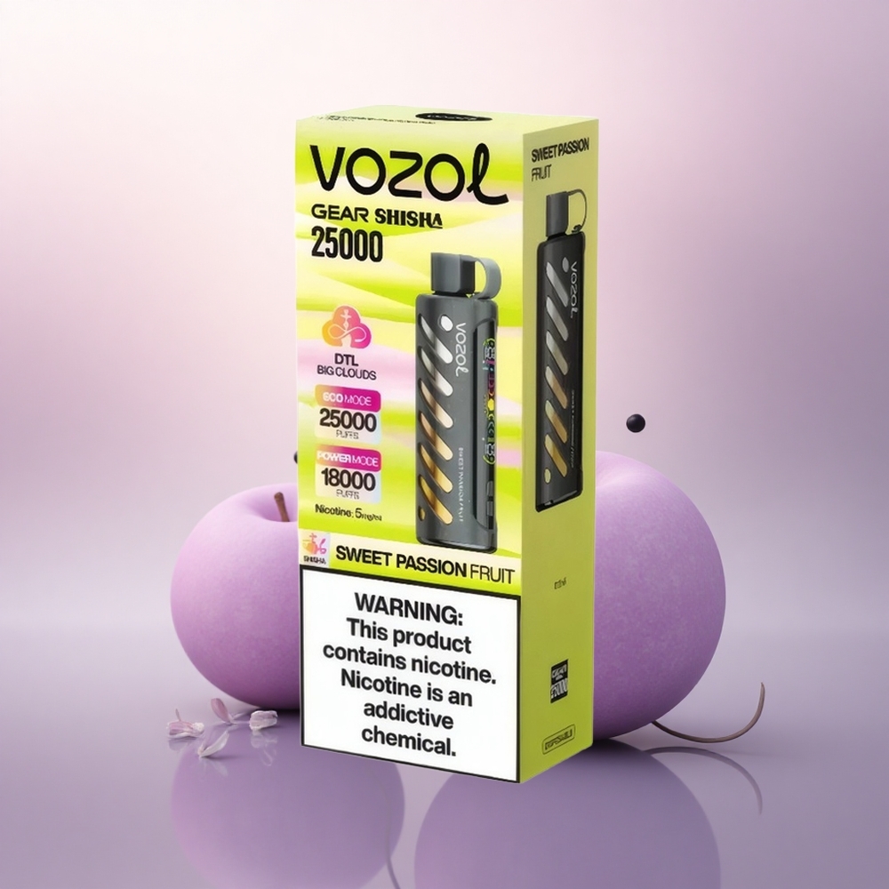 VOZOL Gear Shisha 25000 Puffs Søt Passionsfrukt med 5mg nikotin og 1000mAh